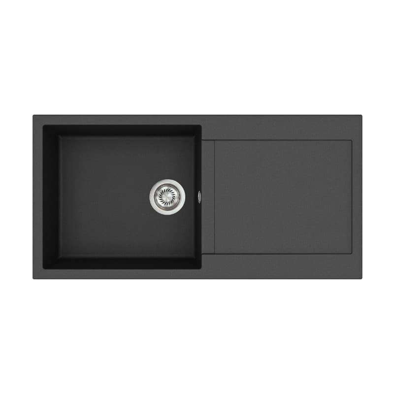 Νεροχύτης κουζίνας γρανιτένιος Helika Tesa SQT103AW-601 Black metallic 100×50 (ένθετος με αυτόματη βαλβίδα)