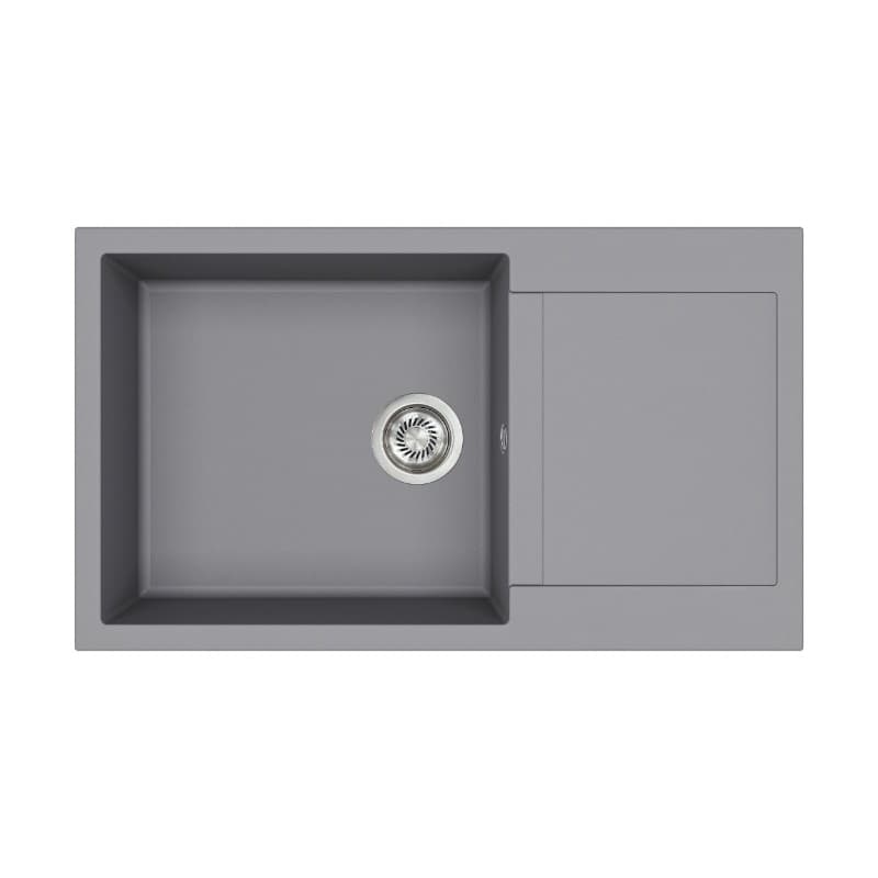 Νεροχύτης κουζίνας γρανιτένιος Helika Tesa SQT104AW-202 Alumetallic 86×50 (ένθετος με αυτόματη βαλβίδα)