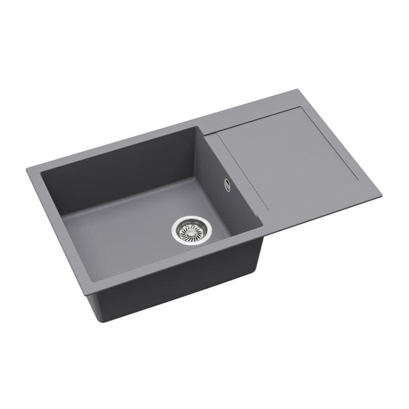 Νεροχύτης κουζίνας γρανιτένιος Helika Tesa SQT104AW-202 Alumetallic 86×50 (ένθετος με αυτόματη βαλβίδα) - 3