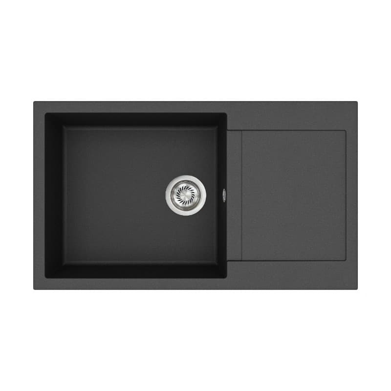 Νεροχύτης κουζίνας γρανιτένιος Helika Tesa SQT104AW-601 Black metallic (ένθετος με αυτόματη βαλβίδα)