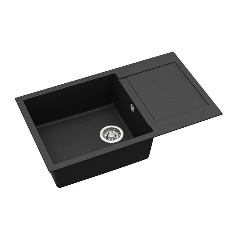 Νεροχύτης κουζίνας γρανιτένιος Helika Tesa SQT104AW-601 Black metallic (ένθετος με αυτόματη βαλβίδα) - 3