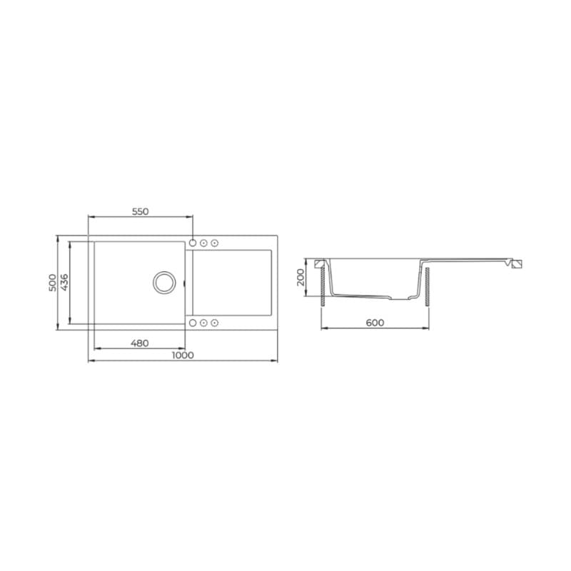 Νεροχύτης κουζίνας γρανιτένιος Helika Tesa SQT104AW-601 Black metallic (ένθετος με αυτόματη βαλβίδα) - 2