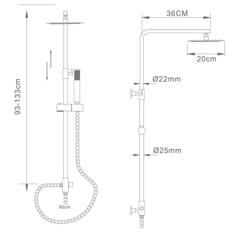 Κολώνα Ντους Imex Minsk BDK010 Χρώμιο (93-133cm) (χωρίς μπαταρία) - 2