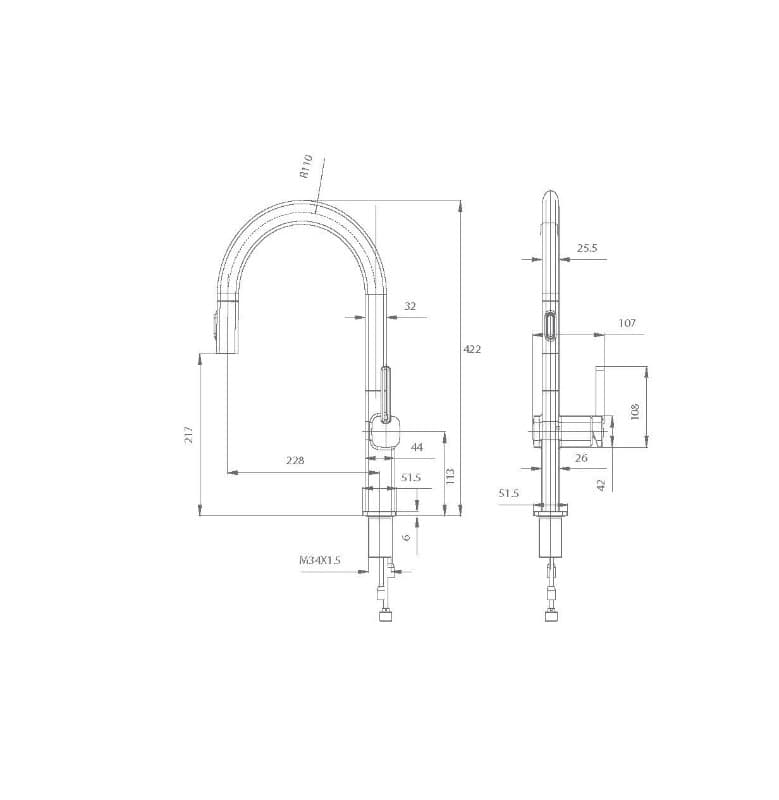 Μπαταρία κουζίνας Imex Canada GCE028 Χρώμιο Υ42,2cm - 2