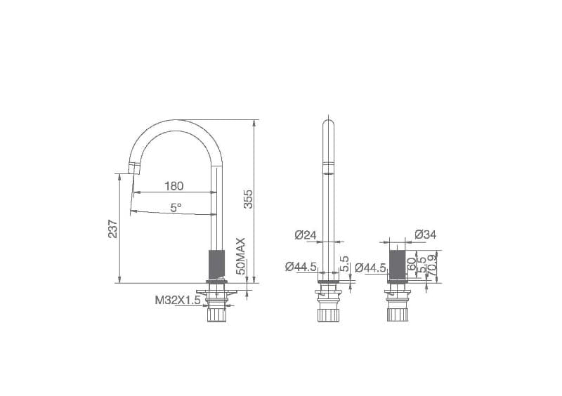 Μπαταρία κουζίνας Imex Manacor GCM001/NG Ματ Μαύρο Υ35,5cm (2 οπών) - 2