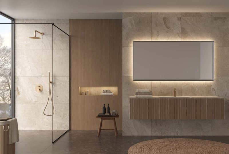 Καθρέπτης μπάνιου με Led Imex California CALI034/140OC Ματ Χρυσό PVD 140x80cm - 2