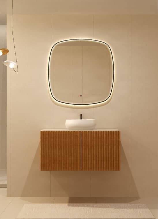 Καθρέπτης μπάνιου με Led Imex Catania CATA042/100NG Ματ Μαύρο 100x100cm