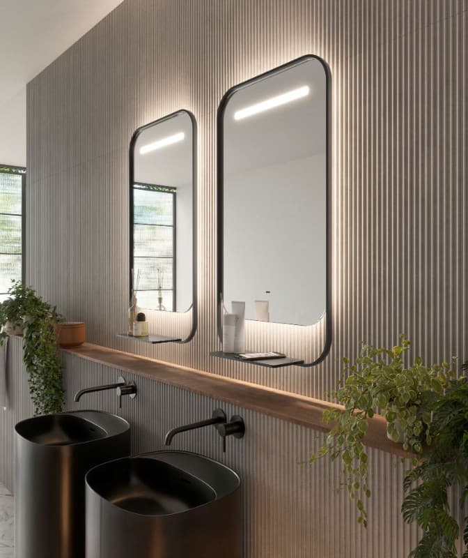 Καθρέπτης μπάνιου με Led & εταζέρα Imex Concept CONC032/50NG Ματ Μαύρο 50x90cm