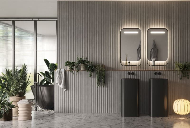 Καθρέπτης μπάνιου με Led & εταζέρα Imex Concept CONC032/50NG Ματ Μαύρο 50x90cm - 2