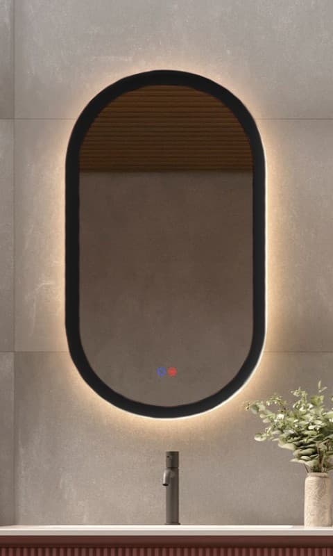 Καθρέπτης μπάνιου με Led Imex Milano MILA036/90NG Ματ Μαύρο 50x90cm