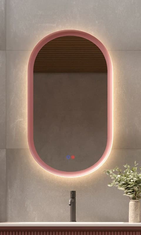 Καθρέπτης μπάνιου με Led Imex Milano MILA036/90CL Ροζ Κοραλί 50x90cm