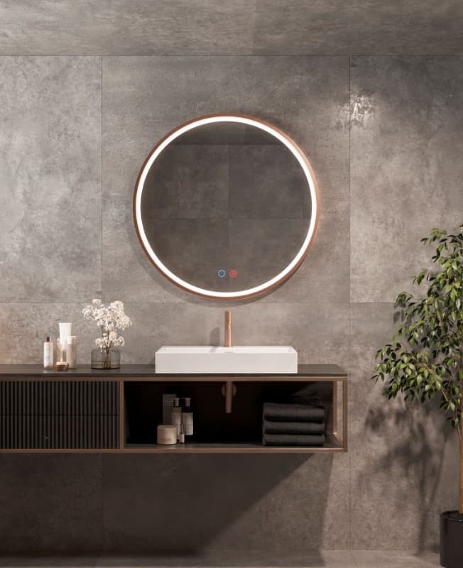 Καθρέπτης μπάνιου με Led Imex Paris PARI020/80OR Ματ Rose Gold / Χαλκός PVD Φ80cm