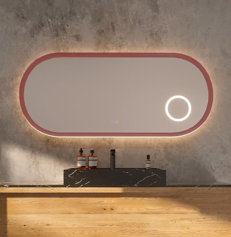 Καθρέπτης μπάνιου με Led Imex Rimini RIMI040/120CL Ροζ Κοραλί 120x60cm
