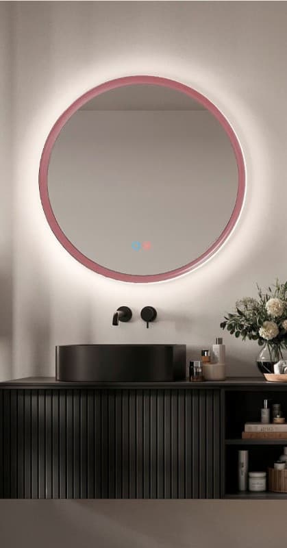 Καθρέπτης μπάνιου με Led Imex Torino TORI037/60CL Ροζ Κοραλί Φ60cm