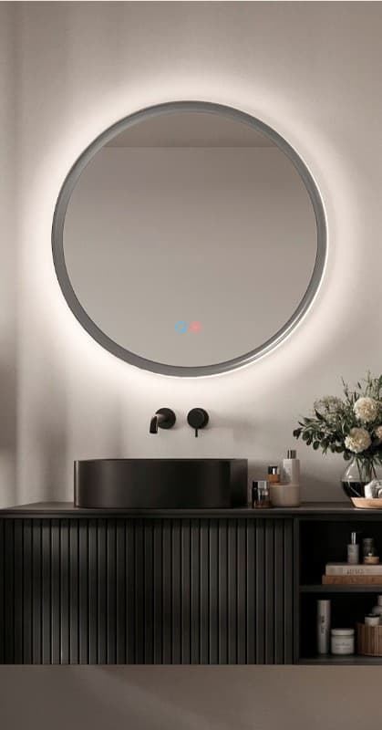 Καθρέπτης μπάνιου με Led Imex Torino TORI037/60GCB Ματ Γκρι Φ60cm