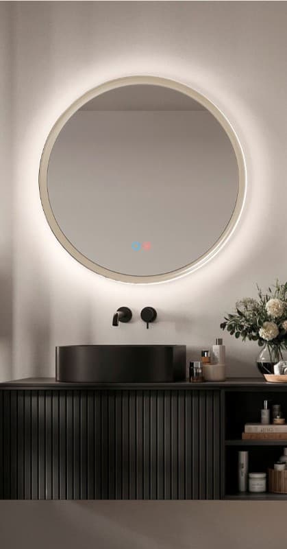 Καθρέπτης μπάνιου με Led Imex Torino TORI037/60MK Μόκα Φ60cm