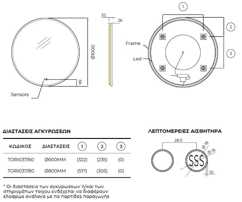 Καθρέπτης μπάνιου με Led Imex Torino TORI037/60CL Ροζ Κοραλί Φ60cm - 4