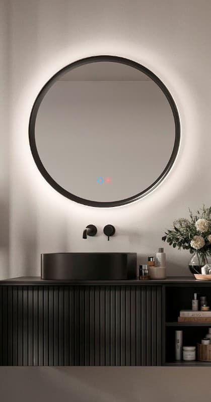 Καθρέπτης μπάνιου με Led Imex Torino TORI037/80NG Ματ Μαύρο Φ80cm