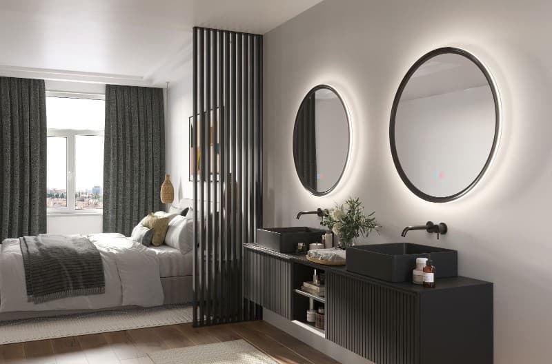 Καθρέπτης μπάνιου με Led Imex Torino TORI037/80NG Ματ Μαύρο Φ80cm - 2
