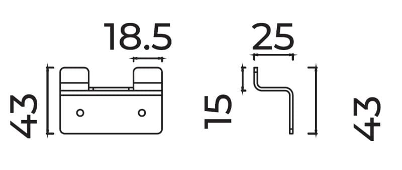 Άγκιστρο Διπλό Imex Form CAF008-01/NQ Ματ Νίκελ 6,5x4,3cm - 2