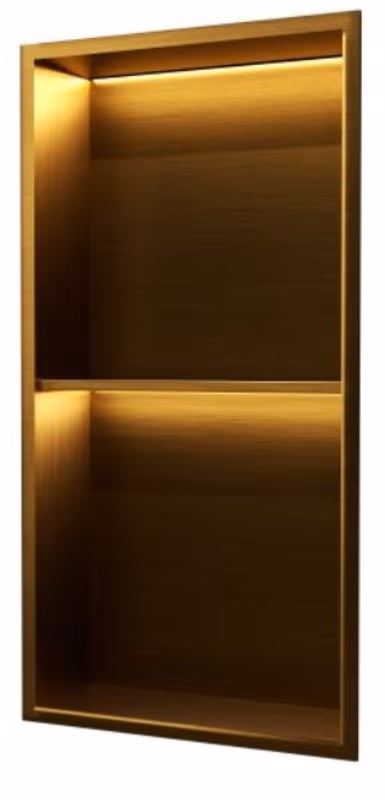 Εσοχή τοίχου µε ραφι και φως LED (άνω πλευρά) Imex Marshall HOR006/OC Ματ Χρυσό PVD 33x63x10cm