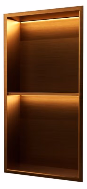 Εσοχή τοίχου µε ραφι και φως LED (άνω πλευρά) Imex Marshall HOR006/ORC Ματ Rose Gold / Χαλκός PVD 33x63x10cm