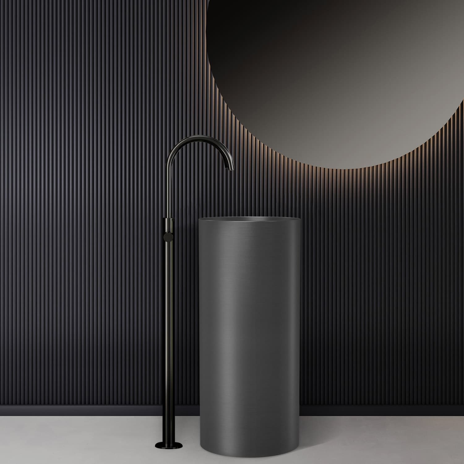 Νιπτήρας επιδαπέδιος Karag 4609F Gun Metal Grey Φ37,5×85cm