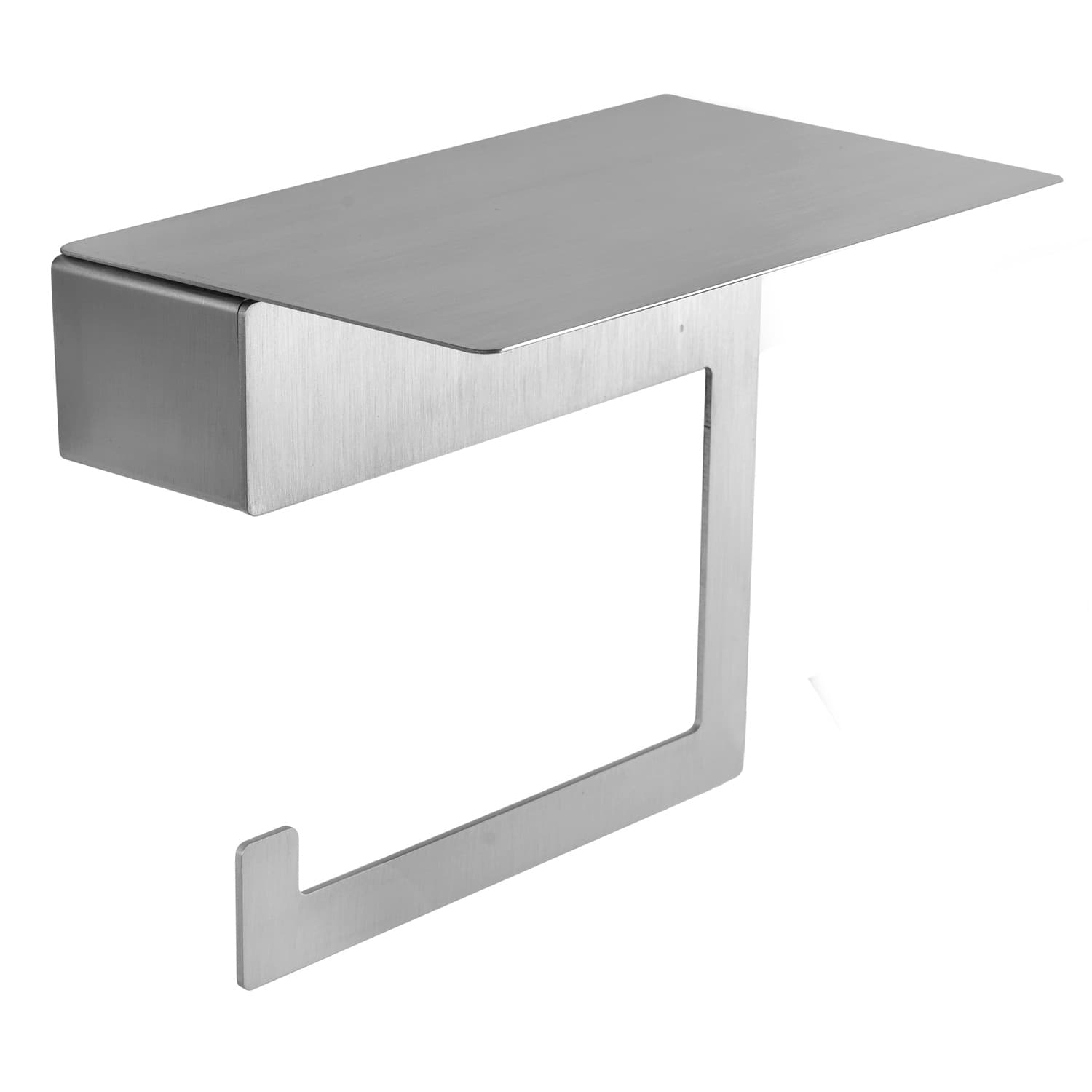 Χαρτοθήκη με ραφάκι Karag Neo 840399 Inox Σατινέ 15×11×12,4cm