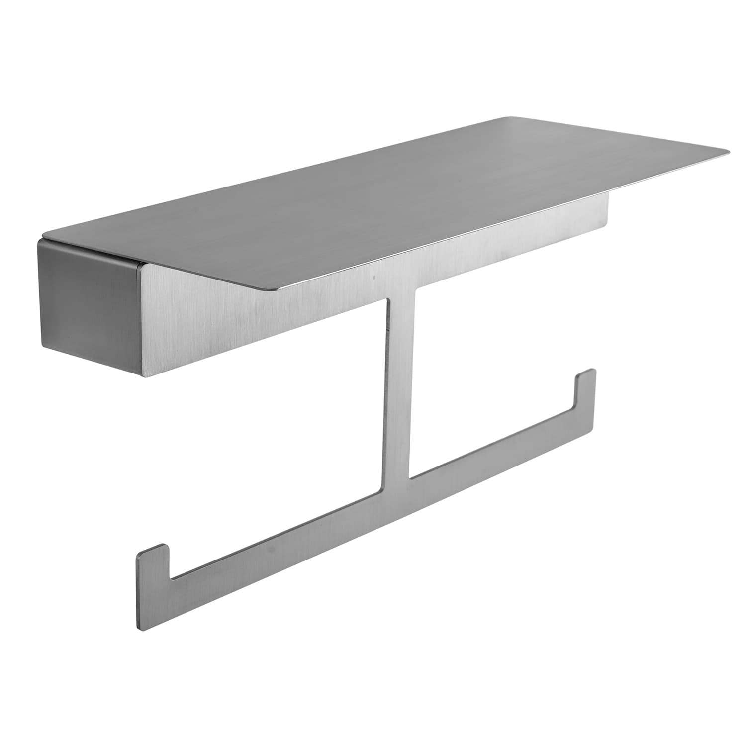 Χαρτοθήκη διπλή με ραφάκι Karag Neo 842299 Inox Σατινέ 28,5×11×12,4cm