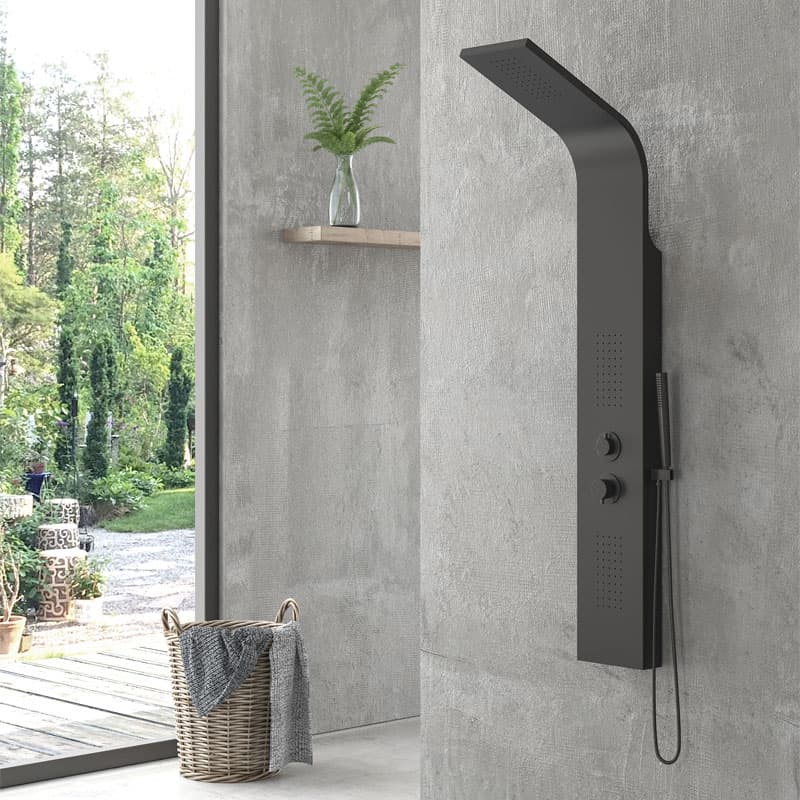 Στήλη Ντους υδρομασάζ Karag Nero A7304B Ματ Μαύρο 140x20cm