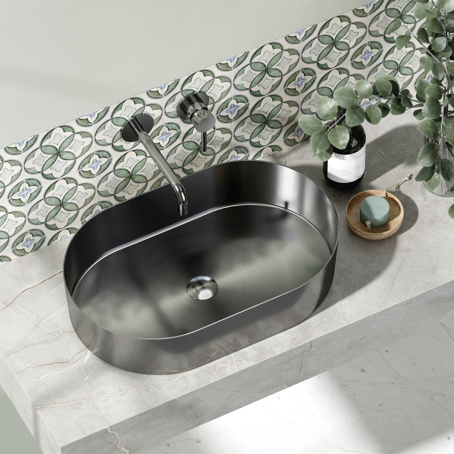 Νιπτήρας επιτραπέζιος Karag Jupiter BB6808-BGM Gun Metal Grey 55×35×11,5cm