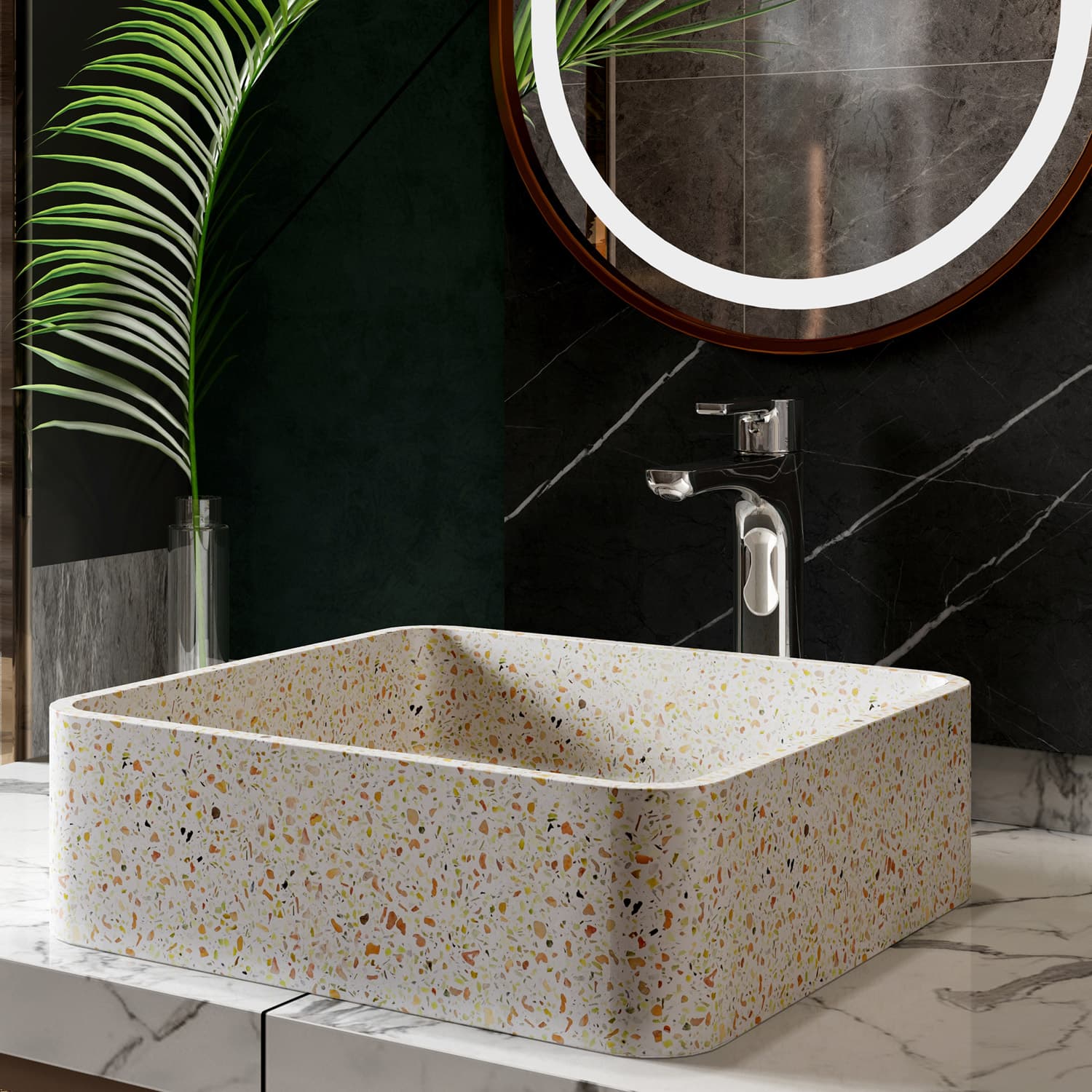 Νιπτήρας επιτραπέζιος με βαλβίδα Karag Ira CS-0009 Fruitcake 39×39×12cm