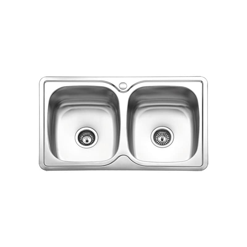 Νεροχύτης κουζίνας ανοξείδωτος διπλός Karag E-54 Inox Σατινέ 82×50 (ένθετος) (χωρίς βαλβίδες σωληνώσεις και σιφόνι)