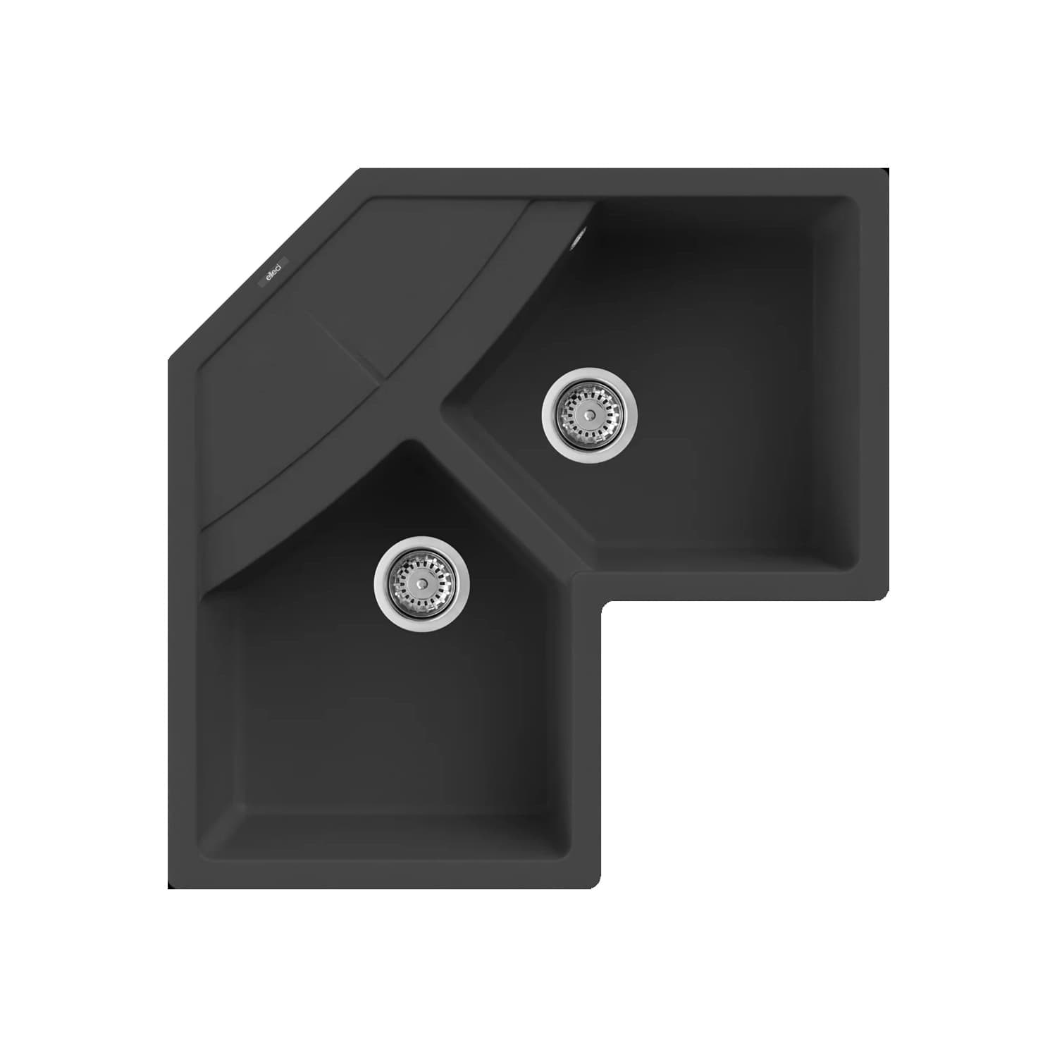 Νεροχύτης κουζίνας γρανιτένιος Elleci Unico Corner Nero 40 83×83 (ένθετος)