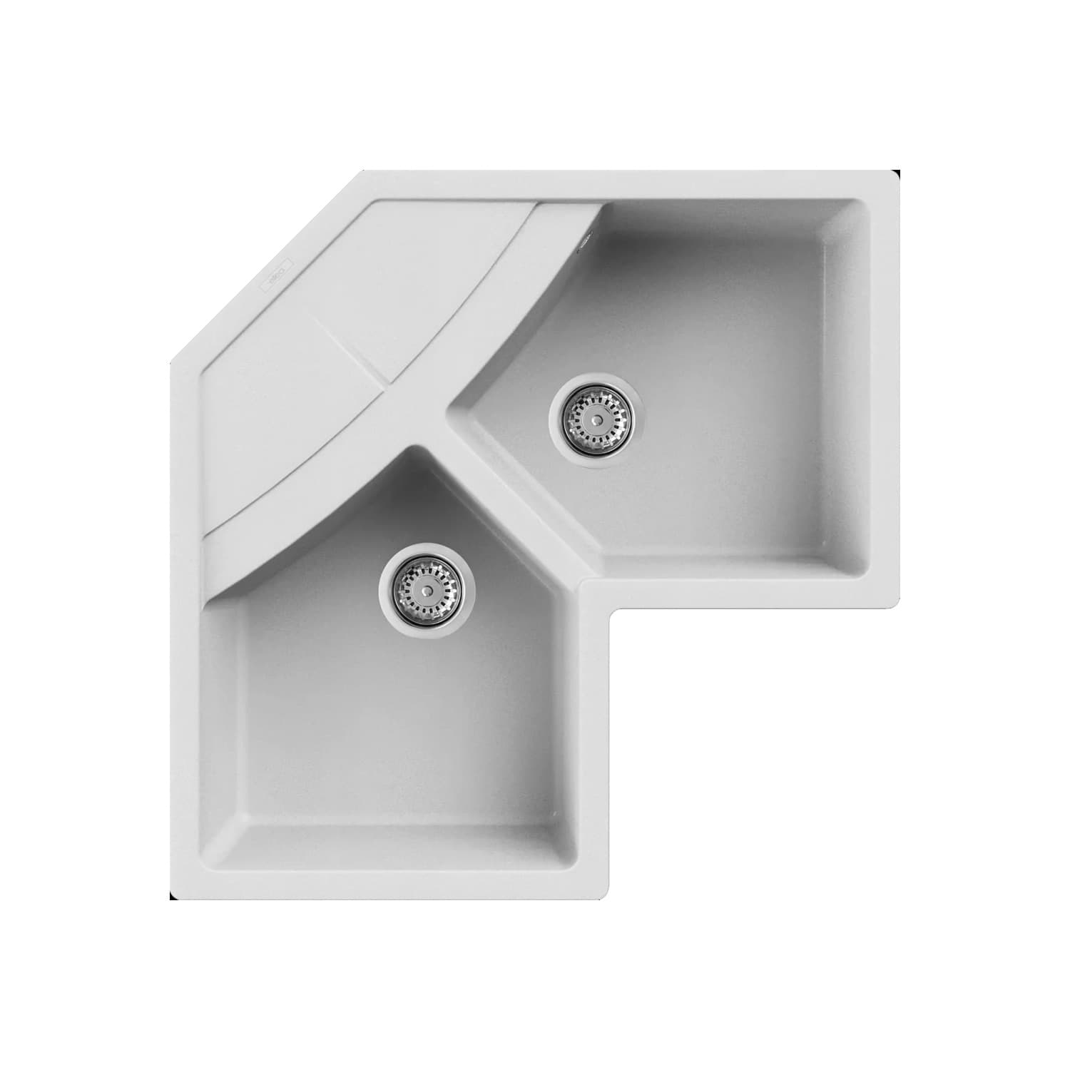 Νεροχύτης κουζίνας γρανιτένιος Elleci Unico Corner Bianco Titano 68 83×83 (ένθετος)