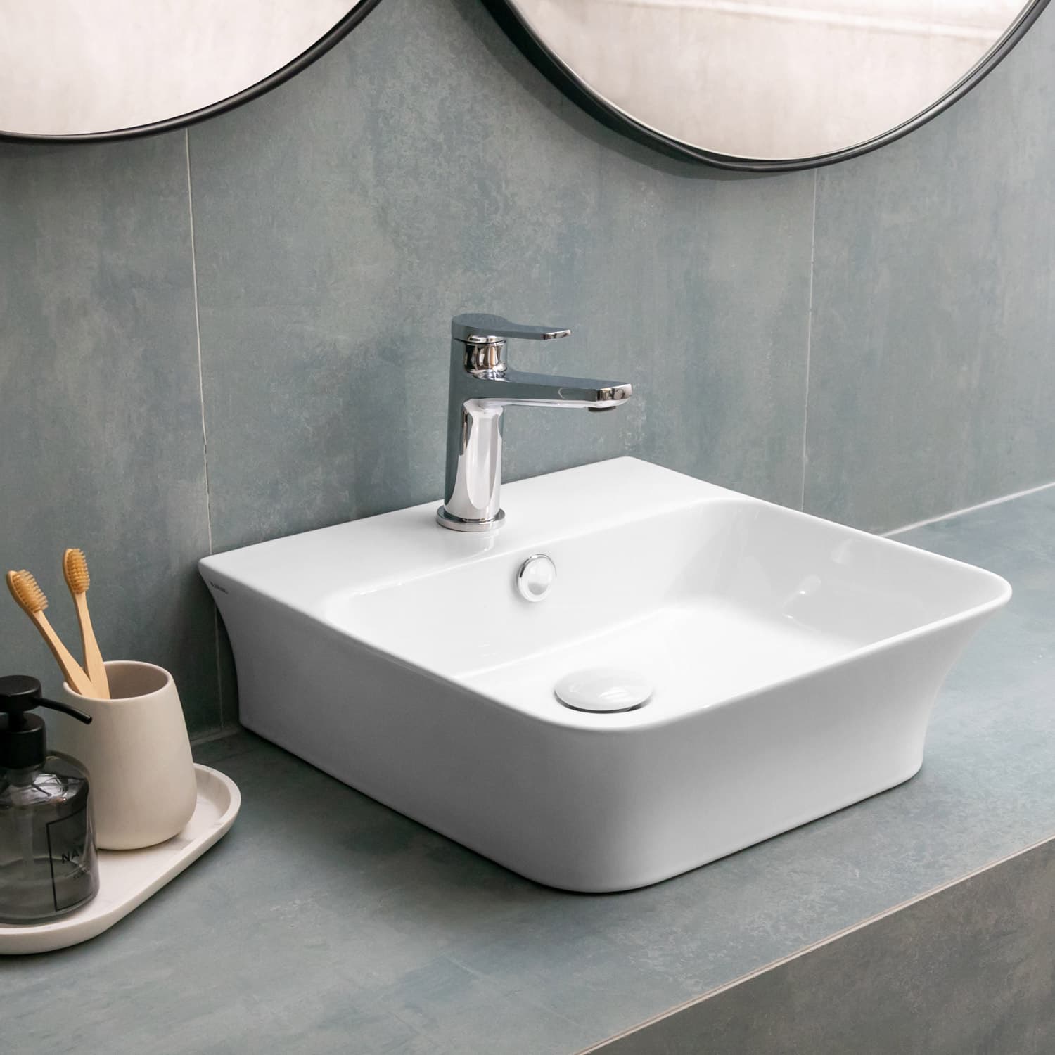 Νιπτήρας επιτραπέζιος Karag LT 2257 Λευκό 41×41,5×12,5cm