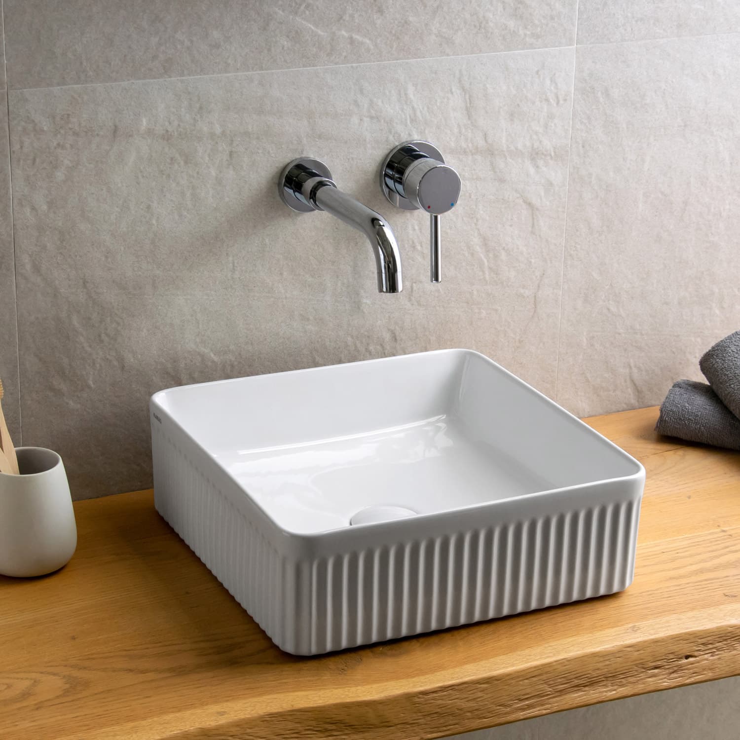 Νιπτήρας επιτραπέζιος Karag LT 2286 Λευκό 36,5×36,5×12cm