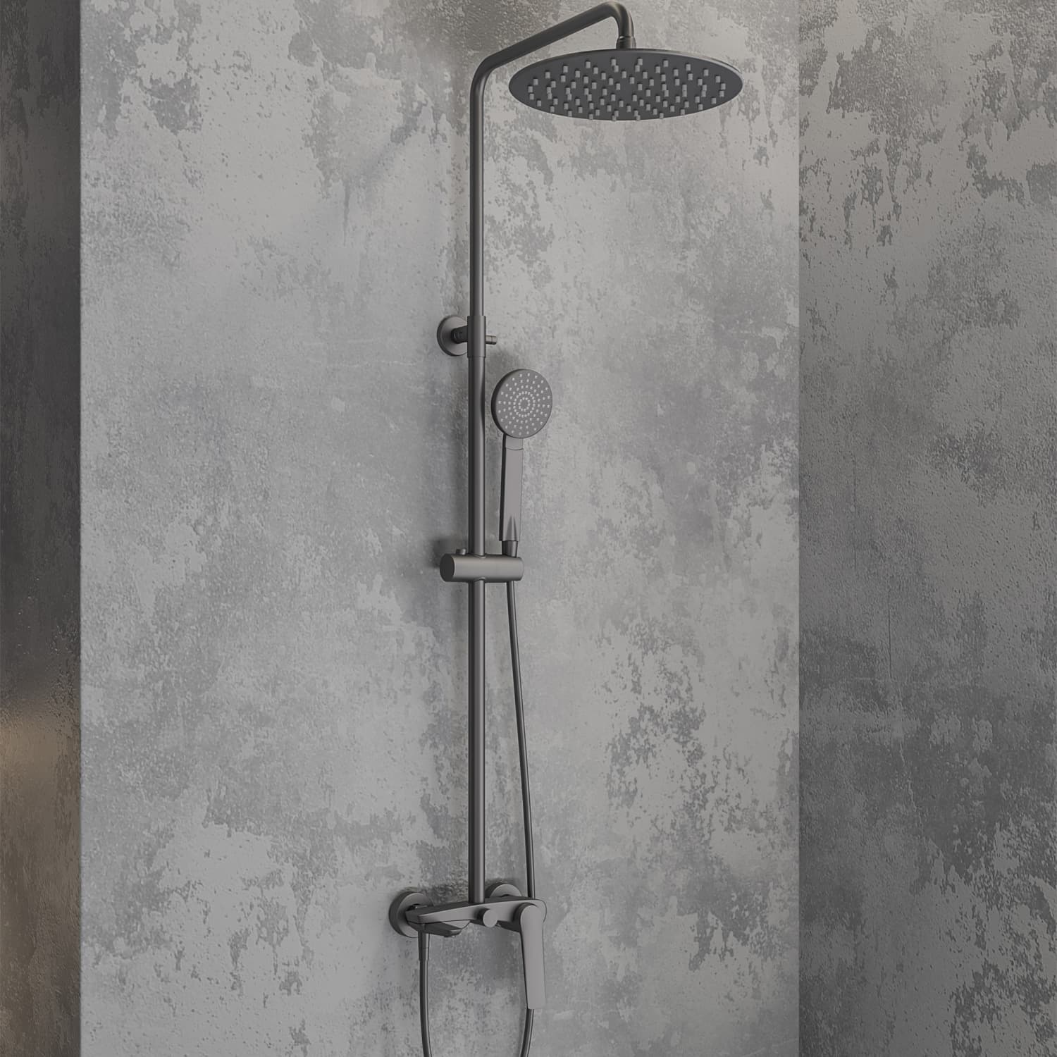 Κολώνα Ντους με Μπαταρία 3 εξόδων Karag Lea SO073C-GM Gun Metal με ρουξούνι (84-119cm)