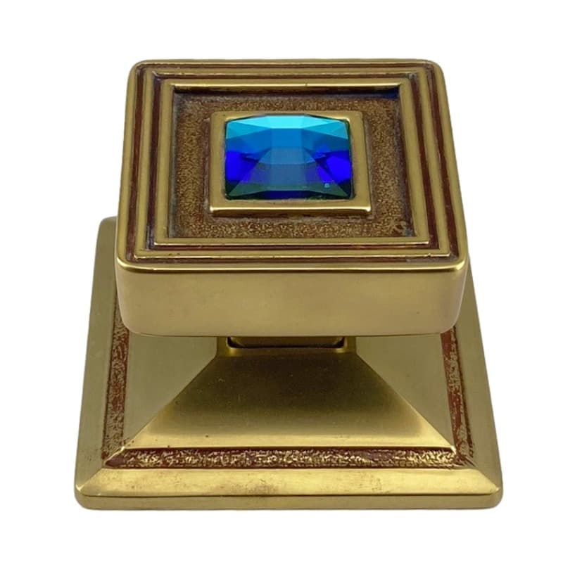 Μπουλ Εξώθυρας Linea Cali Opera Oro Francese Swarovski Γαλάζιο Κρύσταλλο Φ67mm