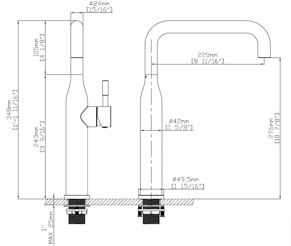Μπαταρία κουζίνας Longevita 788-S Inox Σατινέ Υ34,8cm - 2