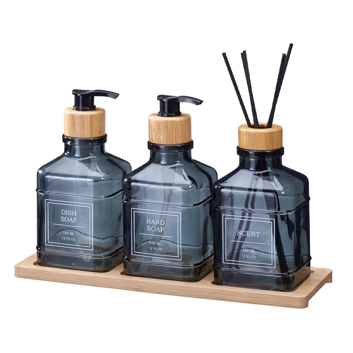 Σετ 2 Ντισπένσερ & Αρωματικό Χώρου με Sticks MRShome DF-0019002 Γκρι / Ξύλο 27x9x16cm