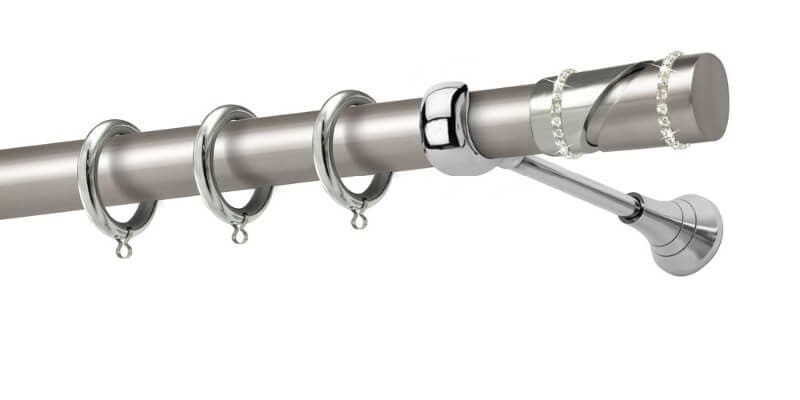 Μεταλλικό Κουρτινόξυλο Perfect Κύθνος K28 2510-18 Φ25mm Ματ Νίκελ / Χρώμιο / Στρας