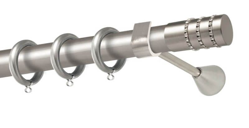 Μεταλλικό Κουρτινόξυλο Perfect Σαντορίνη K20 3510-18 Φ35mm Ματ Νίκελ /Στρας