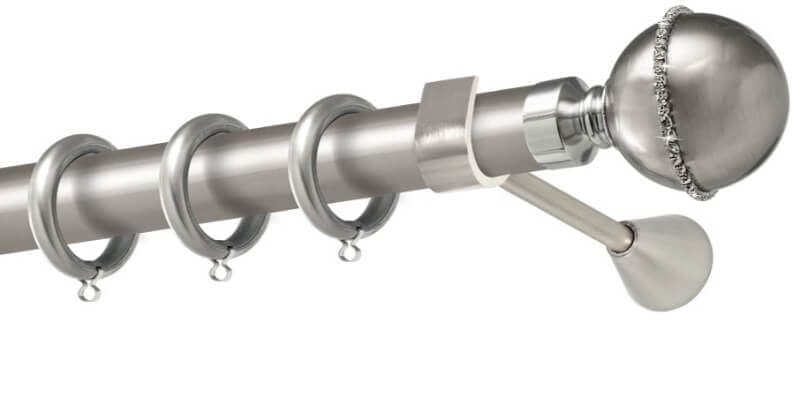Μεταλλικό Κουρτινόξυλο Perfect Ρόδος K29 2510-18 Φ25mm Ματ Νίκελ / Στρας