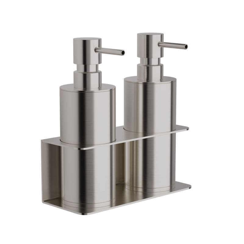 Ντισπένσερ Επιτοίχιο Διπλό Pam 83-011 2x300ml Inox Σατινέ 17x7x19cm