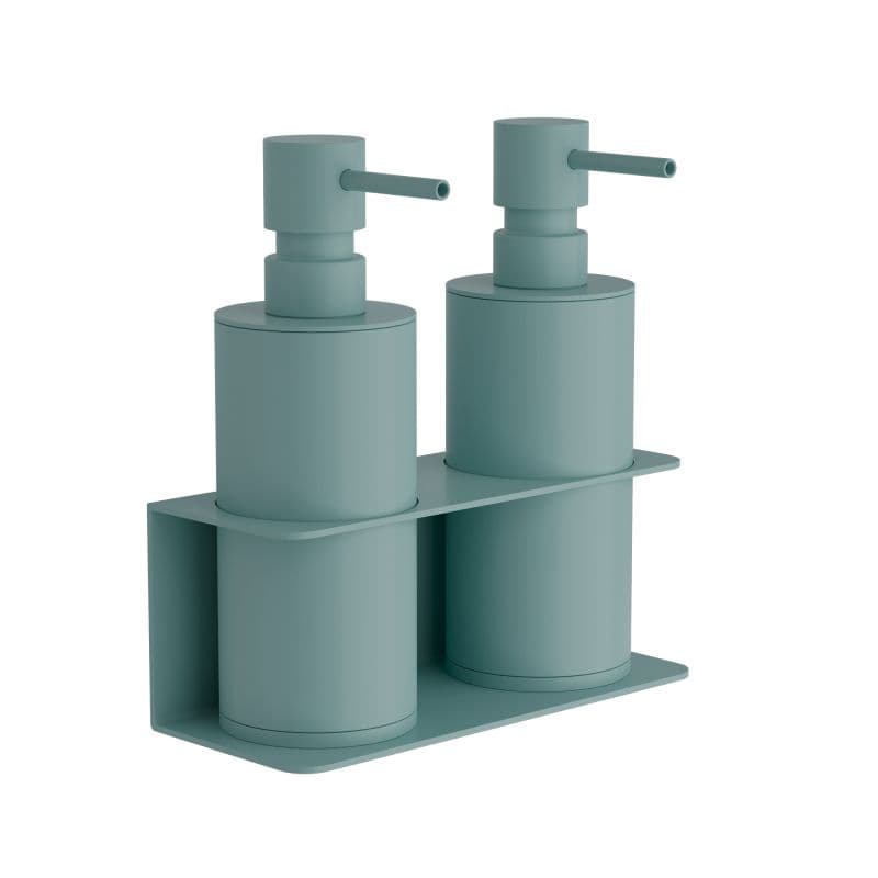 Ντισπένσερ Επιτοίχιο Διπλό Pam 83-913 2x300ml Ματ Τιρκουάζ 17x7x19cm