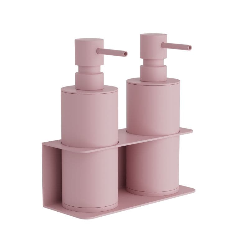 Ντισπένσερ Επιτοίχιο Διπλό Pam 83-303 2x300ml Ματ Ροζ 17x7x19cm