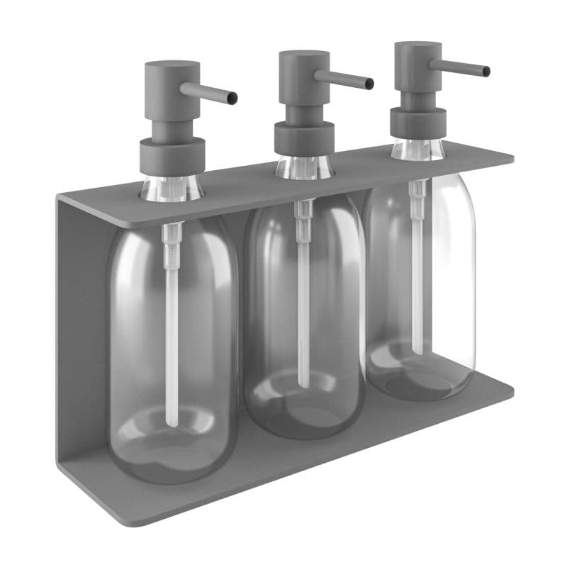 Ντισπένσερ Επιτοίχιο Τριπλό Pam 251375-163 3x300ml Matt Concrete Grey 25x7,5x20cm
