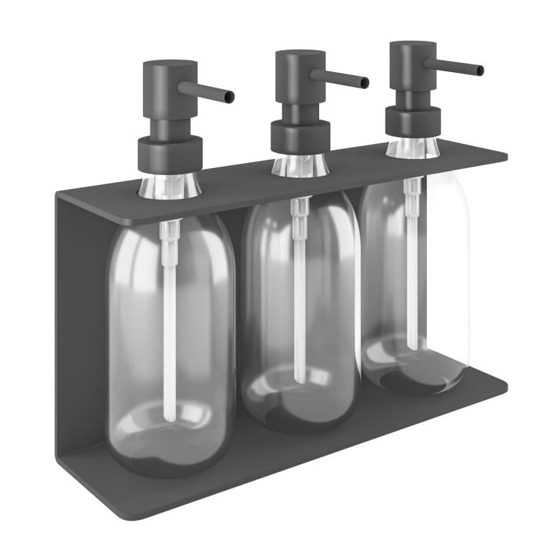 Ντισπένσερ Επιτοίχιο Τριπλό Pam 251375-113 3x300ml Ματ Ανθρακί 25x7,5x20cm
