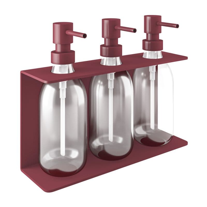 Ντισπένσερ Επιτοίχιο Τριπλό Pam 251375-153 3x300ml Ματ Μπορντό 25x7,5x20cm